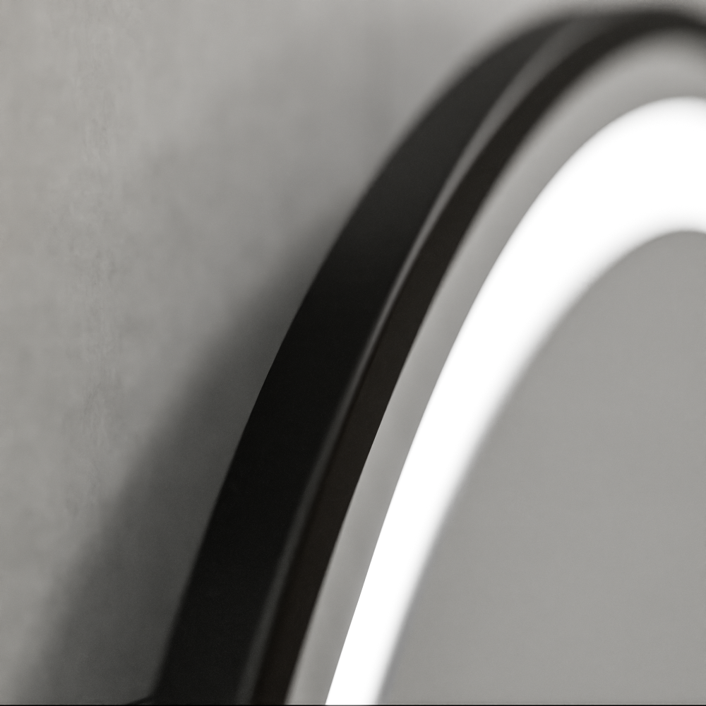 Oglinda LED Rotunda, 60cm, Celeste Majeste Noir MotionGlow Marcello, Sistem Dezaburire, Ceas & Termometru, Dimabila [2]