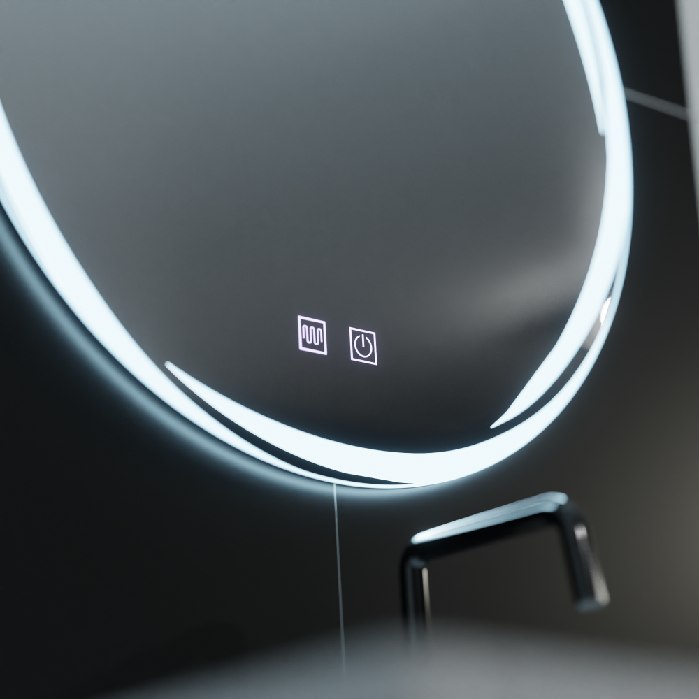 Oglinda LED Rotunda, 70cm, Zaffiro Touch, Sistem Dezaburire, Dimabila [2]