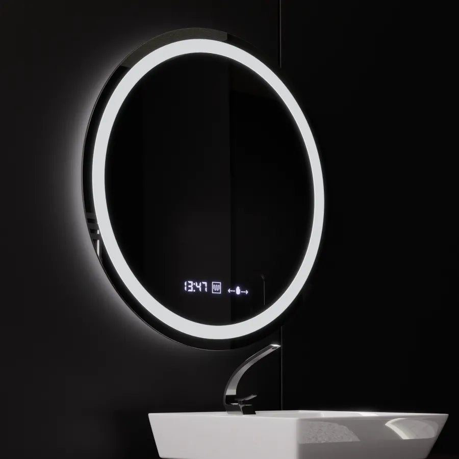 Oglinda LED Rotunda, 80cm, Celeste MotionGlow Marcello, Sistem Dezaburire, Ceas & Termometru, Dimabila [3]