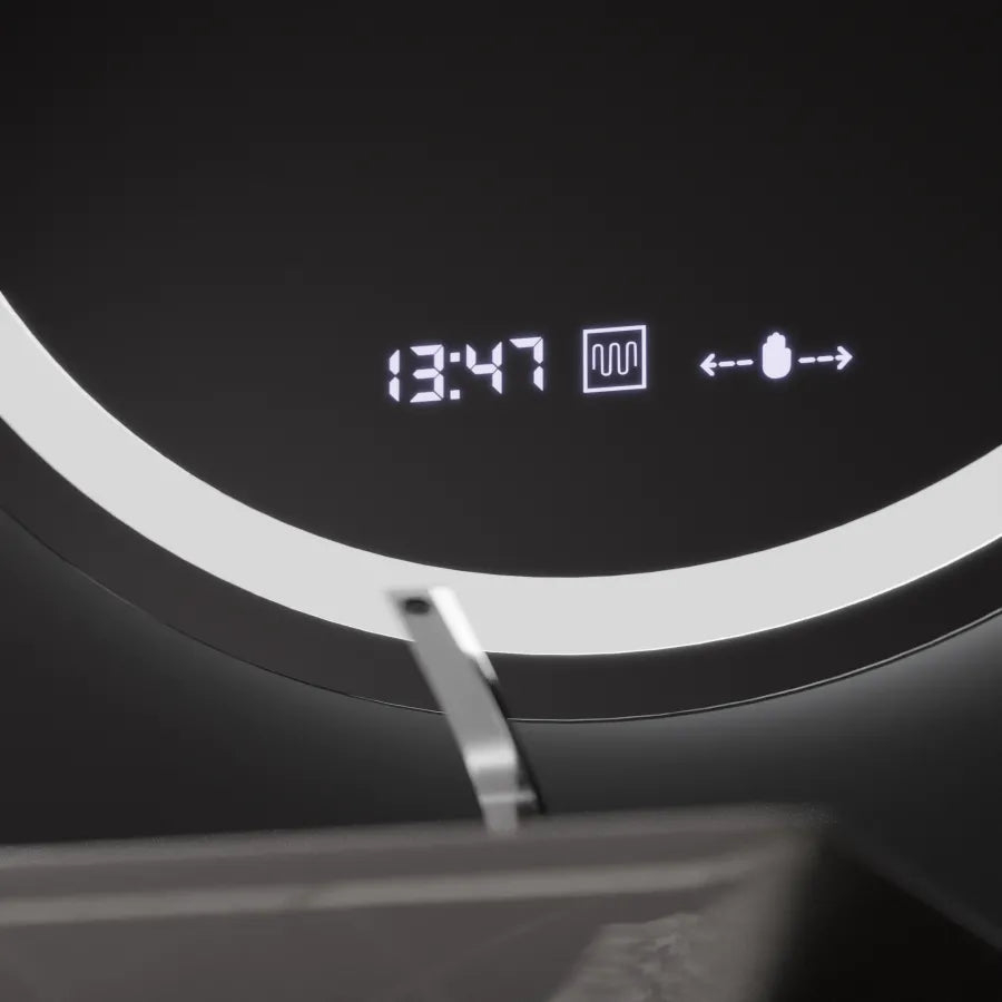 Oglinda LED Rotunda, 80cm, Celeste MotionGlow Marcello, Sistem Dezaburire, Ceas & Termometru, Dimabila [2]