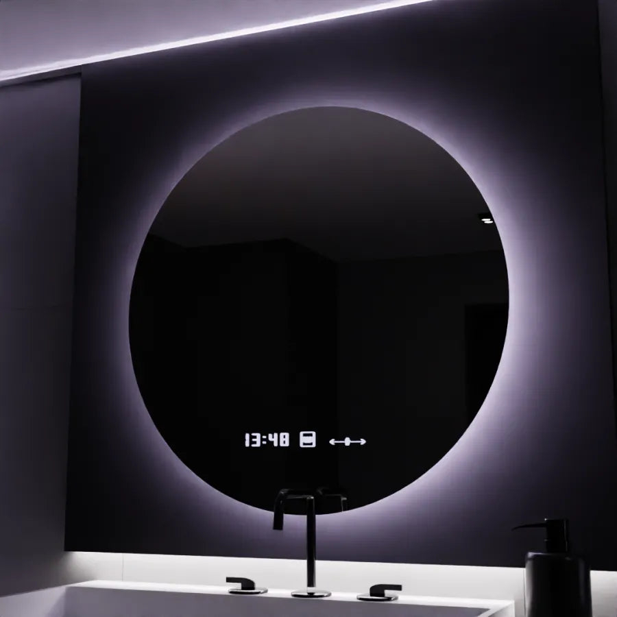 Oglinda LED Rotunda, 80cm, Serenite MotionGlow Marcello, Sistem Dezaburire, Ceas & Termometru, Dimabila [3]