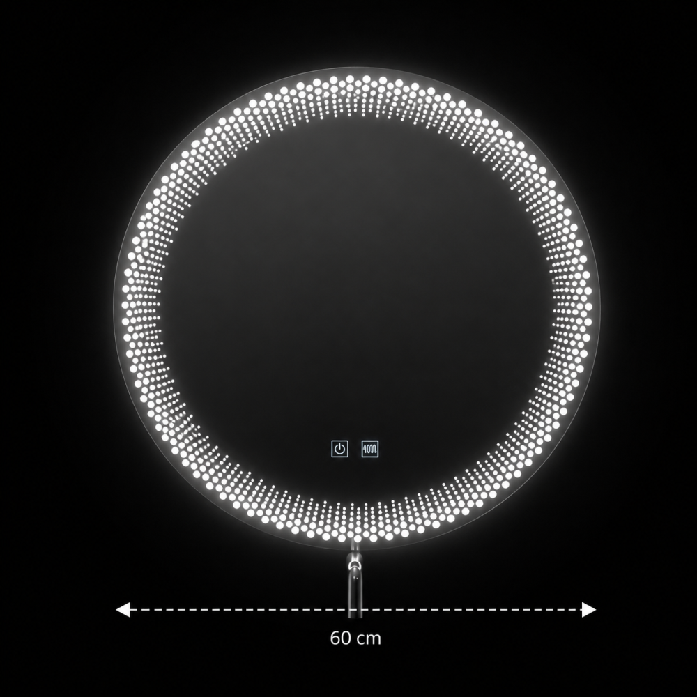 Oglinda LED Rotunda Nexos, 60cm, 24W, Lumina Calda/ Rece/ Neutra, Senzor, Sistem Dezaburire, Ceas, Dimabila [4]