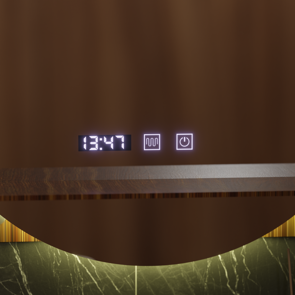 Oglinda LED Touch Alfred Sistem Dezaburire, Ceas si Temperatura 60x60 cm Cu Suport Integrat [2]