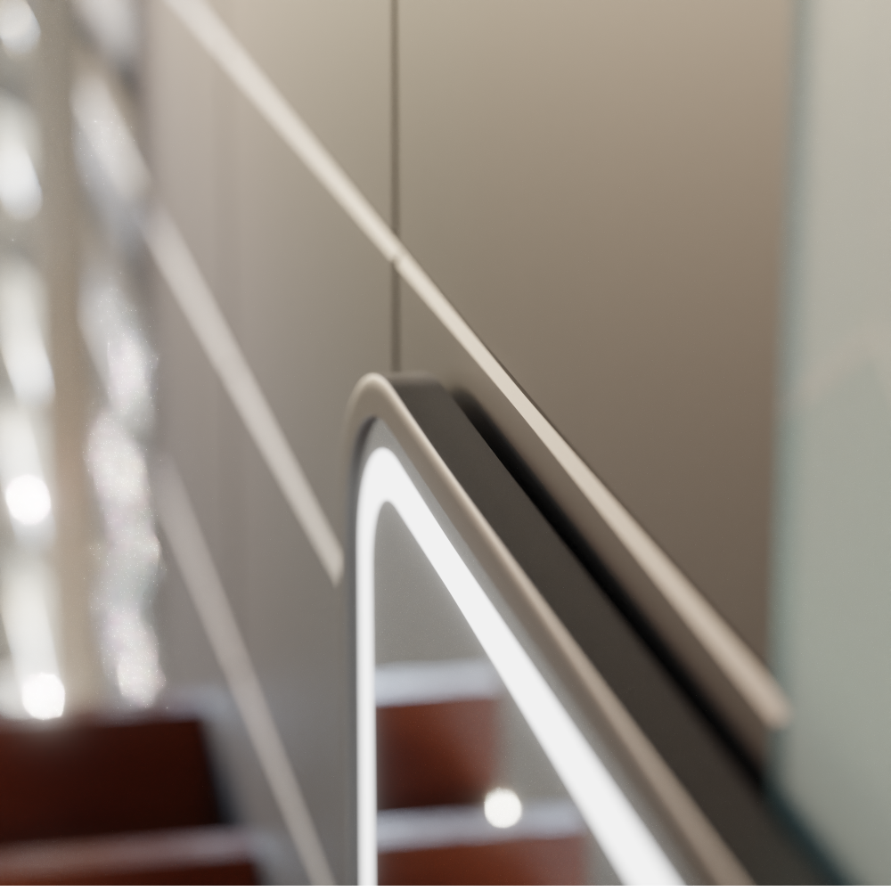 Oglinda LED Touch Bernd Sistem Dezaburire, Ceas si Temperatura 80x60 cm Rama Negru Brushed Lupa Cosmetica [4]