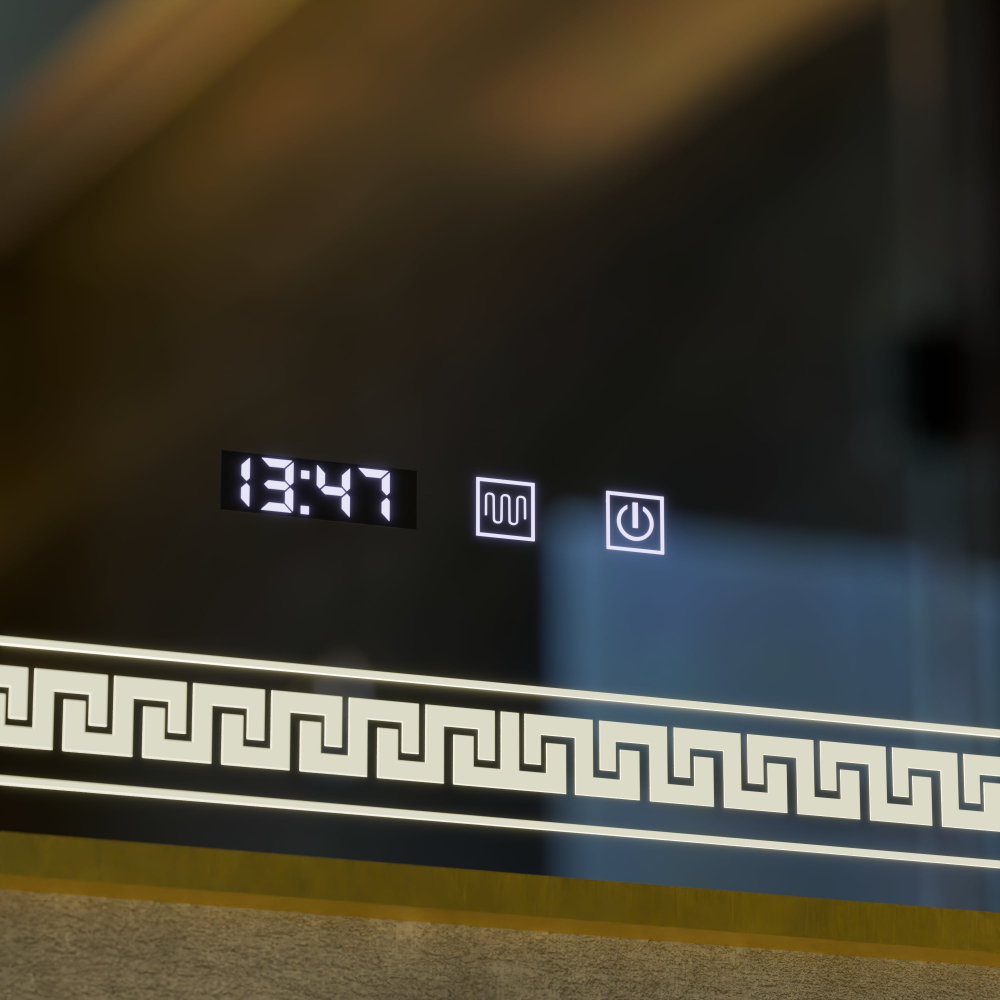 Oglinda LED Touch Bruno Sistem Dezaburire, Ceas si Temperatura 60x80 cm Rama Auriu Brushed, S84/60X80 [2]