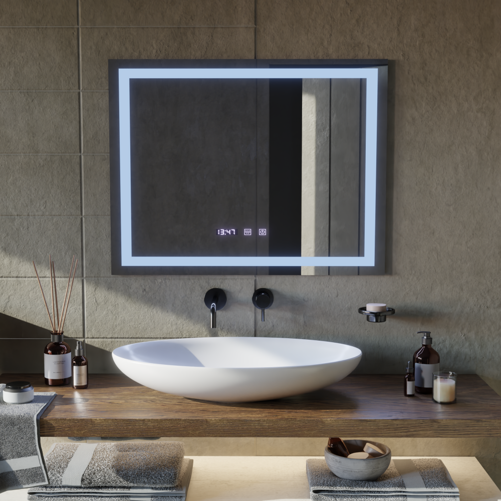 Oglinda LED Touch MODENA Sistem Dezaburire, Ceas si Temperatura 80x60 cm [2]