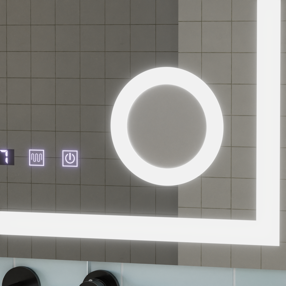 Oglinda LED Touch NIVERA Sistem Dezaburire, Ceas si Temperatura 60x80 cm Lupa Cosmetica [4]