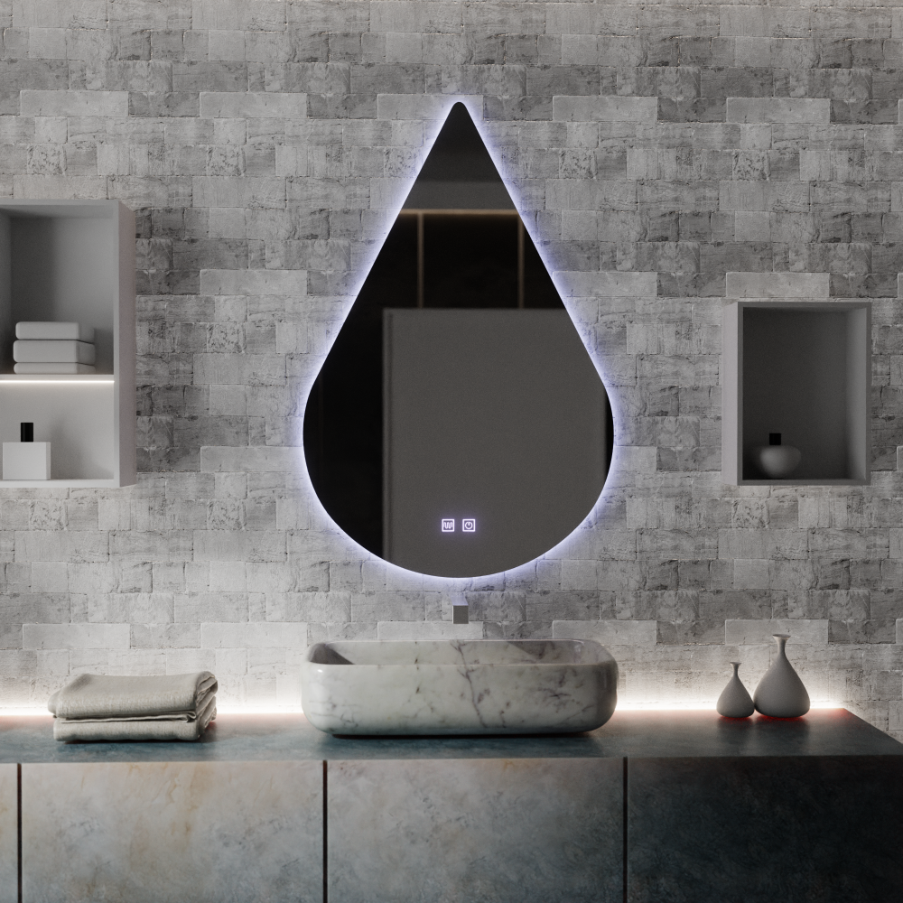 Oglinda LED Touch River Sistem Dezaburire 80X120cm, Forma de Picatura. [4]