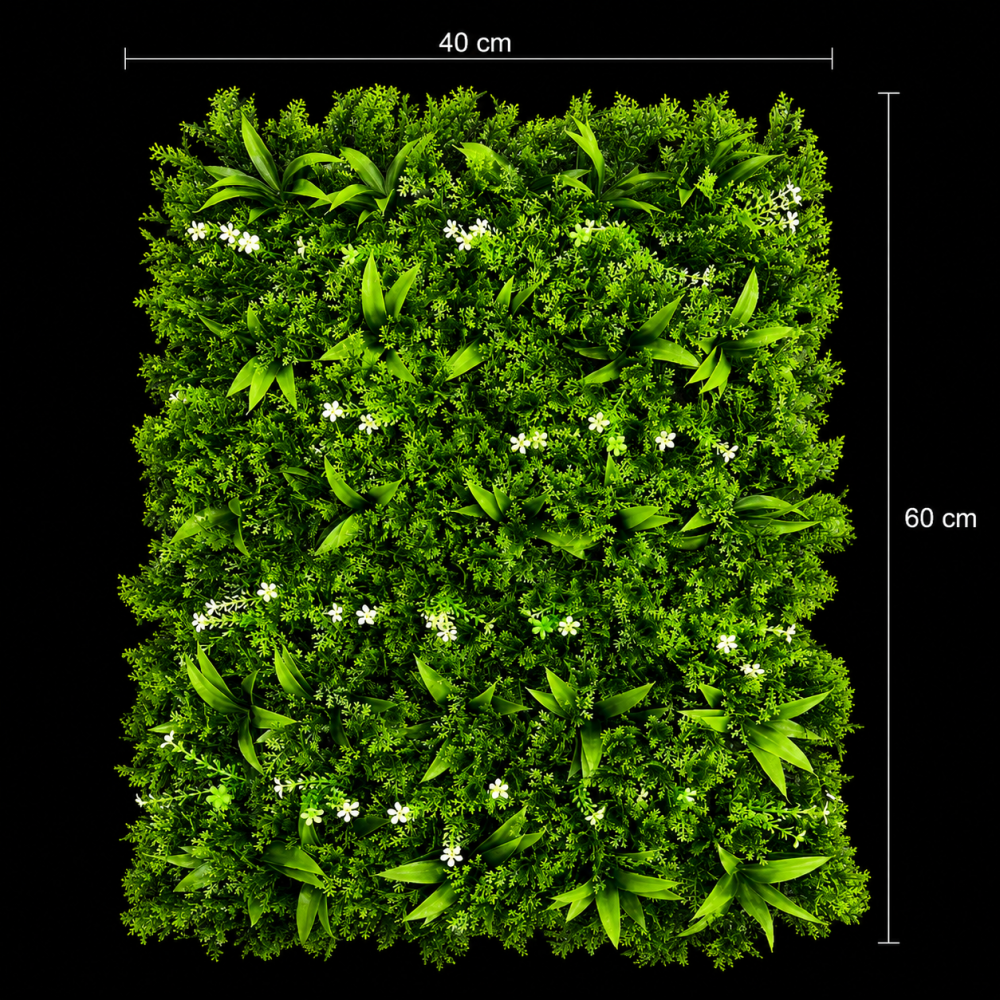 Panou de Gard Viu Artificial Frunze de Piersic Mix, 40 x 60 cm, Verde [3]