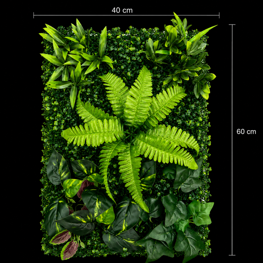 Panou de Gard Viu Artificial Mix Frunze de Piersic & Persan, 40 x 60 cm, Verde [3]