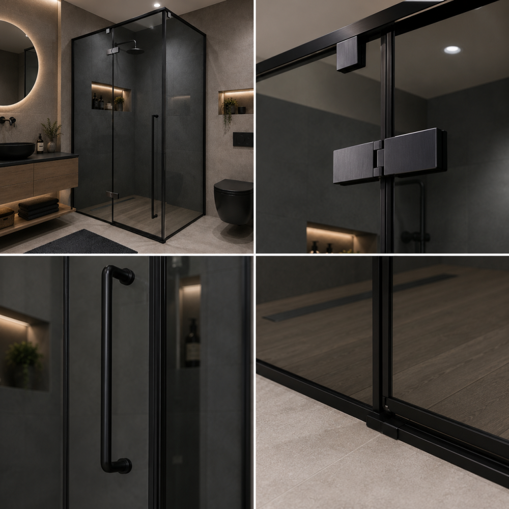 Paravan dus Walk-In 80x100x195cm, Sticla securizata 8 mm, Profil metalic rezistent, Gri [2]