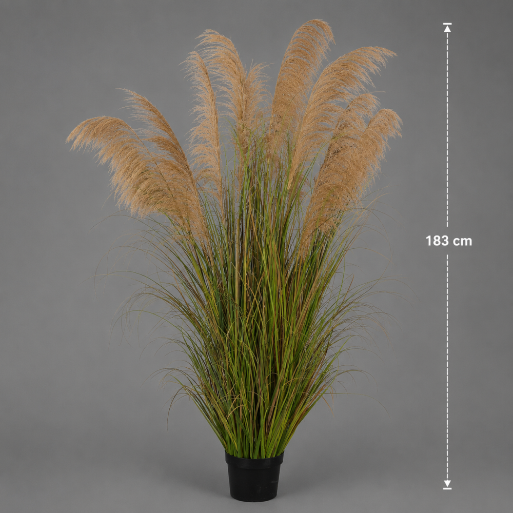 Planta decorativa in ghiveci, 13 fire, 183cm, Stuf Artificial si Iarba, Material Textil si Plastic, Verde Tomnal [2]