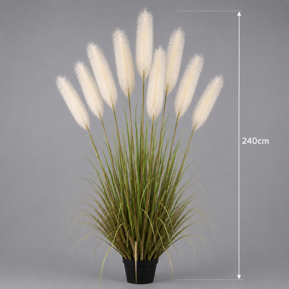 Planta decorativa in ghiveci, 9 fire, 240cm, Stuf Artificial, Material Textil si Plastic, Verde si Roz [2]