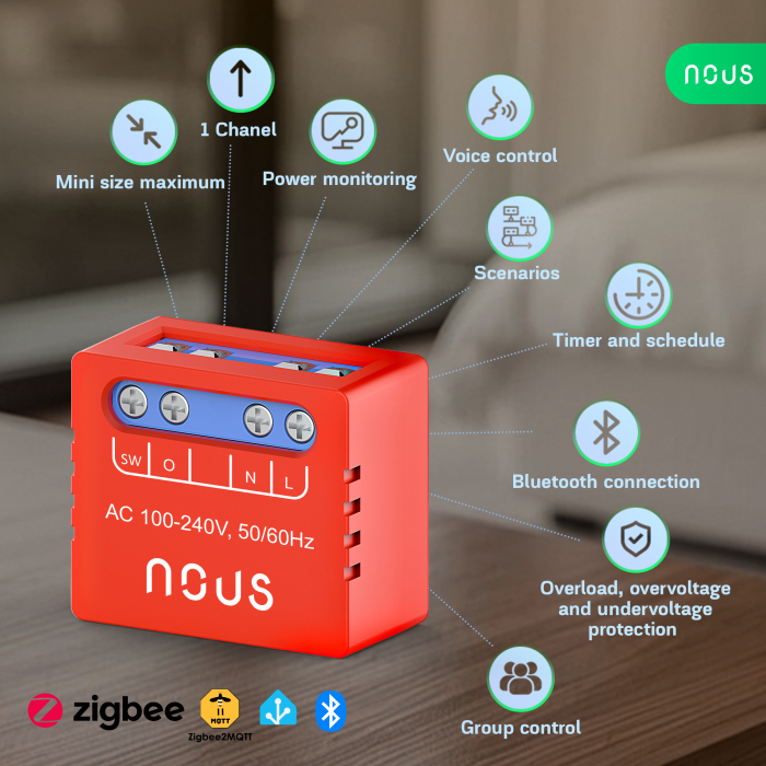 Releu SMART NOUS B5Z Zigbee,1 canal, monitorizare consum, control aplicatie, compatibil Alexa/Google Assistan, protectie suprasarcina [3]