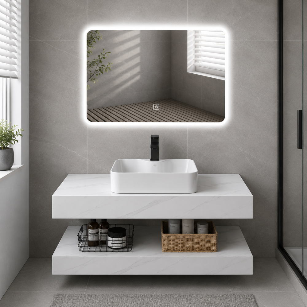 Set Mobilier AURO pentru Baie, 60cm, 3 Piese, Alb [2]