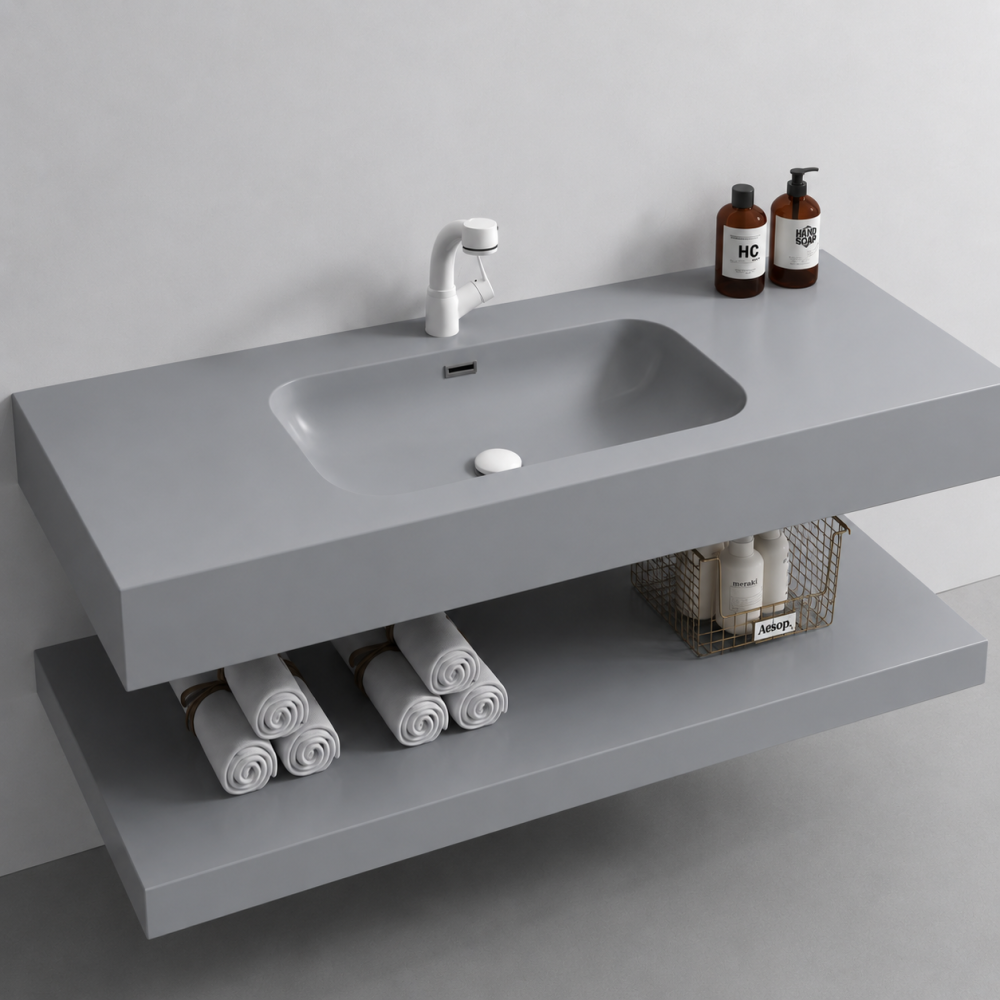 Set Mobilier KROSS pentru Baie, 80cm, 3 Piese, Gri [3]