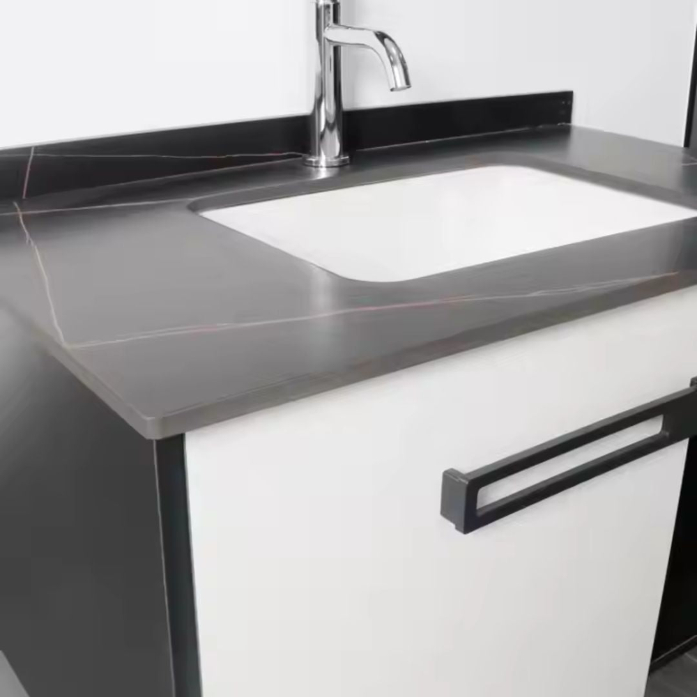 Set Mobilier pentru Baie CRETA, 80x40cm, 2 Piese, Negru si Alb [2]