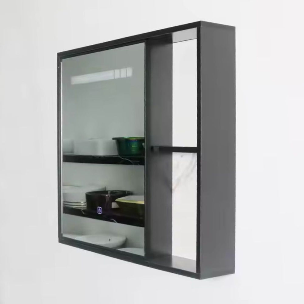 Set Mobilier pentru Baie CRETA, 80x40cm, 2 Piese, Negru si Alb [3]