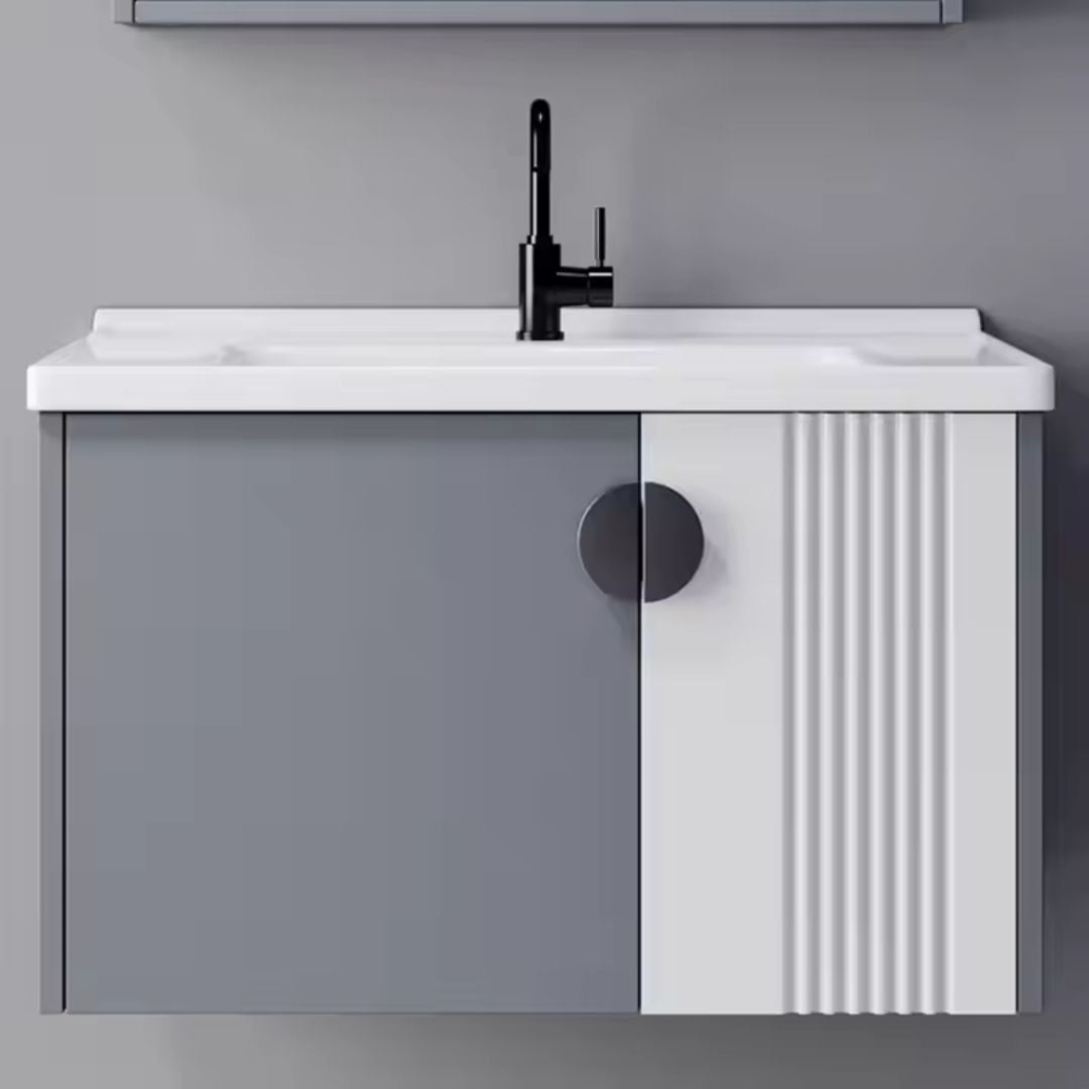 Set Mobilier pentru Baie MYKONOS, 60x40cm, 2 Piese, Gri si Alb [2]