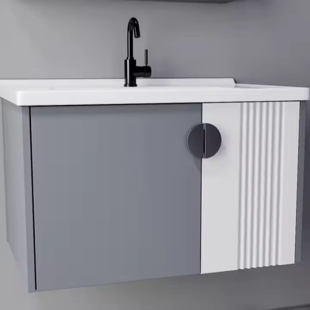 Set Mobilier pentru Baie MYKONOS, 60x40cm, 2 Piese, Gri si Alb [3]