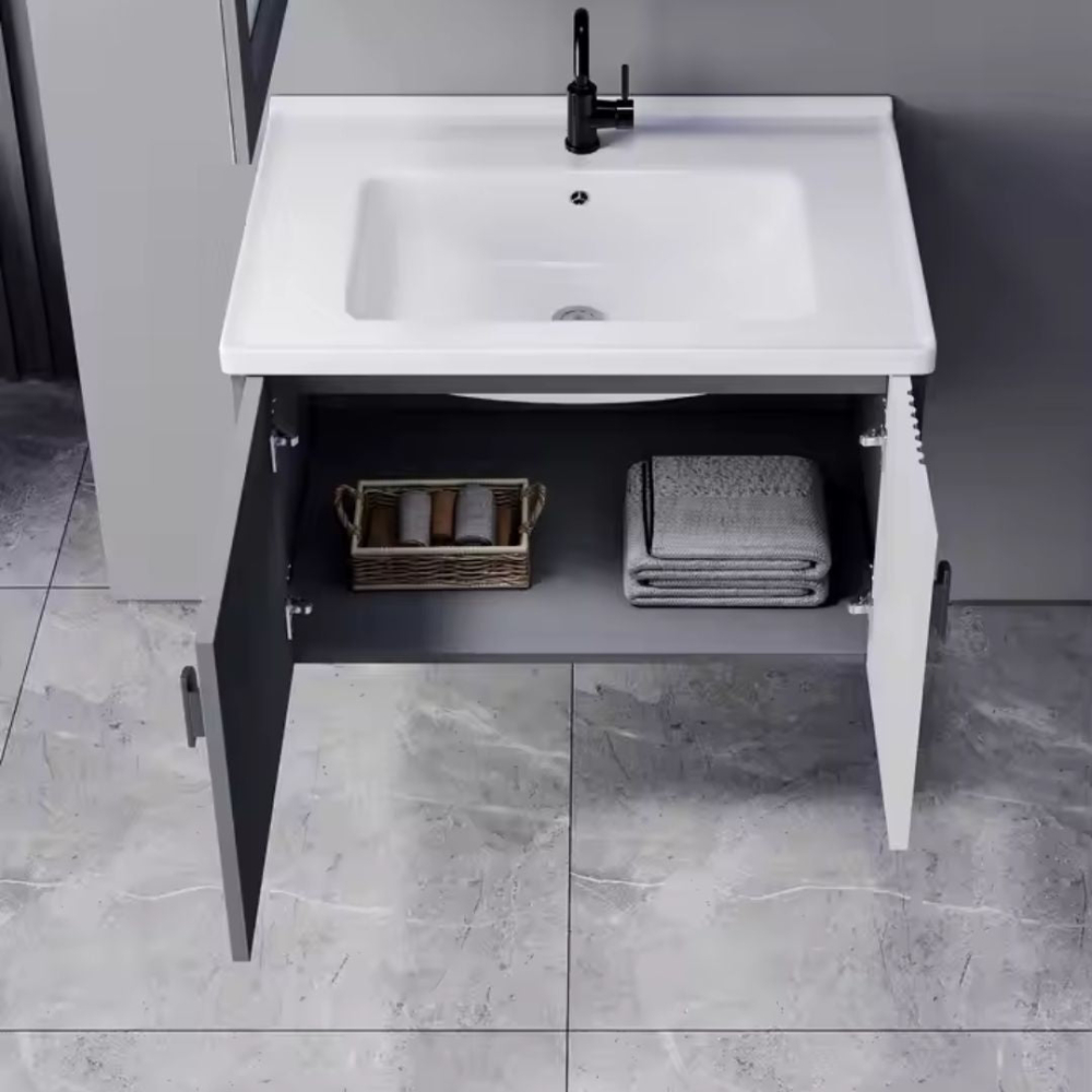 Set Mobilier pentru Baie MYKONOS, 60x40cm, 2 Piese, Gri si Alb [4]