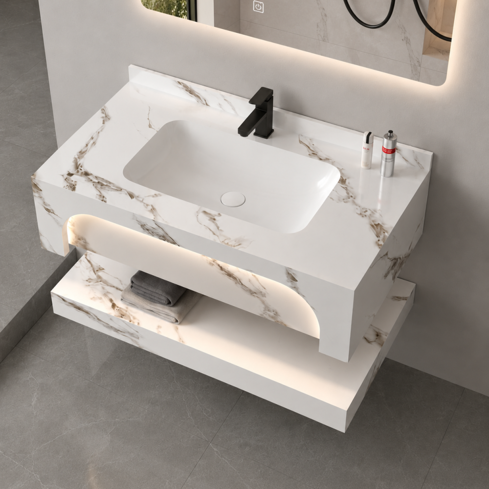 Set Mobilier VELIN pentru Baie, 60cm, 3 Piese, Alb [4]
