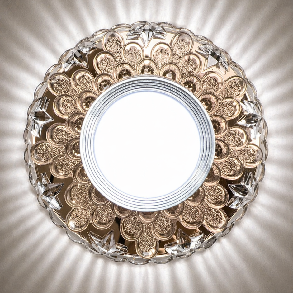 Spot LED ORBITA, 5W, Rotund, Lumina Rece/ Calda, Bronz Antichizat, Rasina si Sticla [4]
