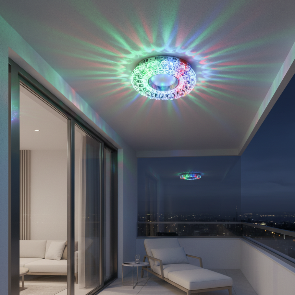 Spot LED ORBITA, 5W, Rotund, Lumina Rece + RGB, Alb, Rasina si Sticla [3]