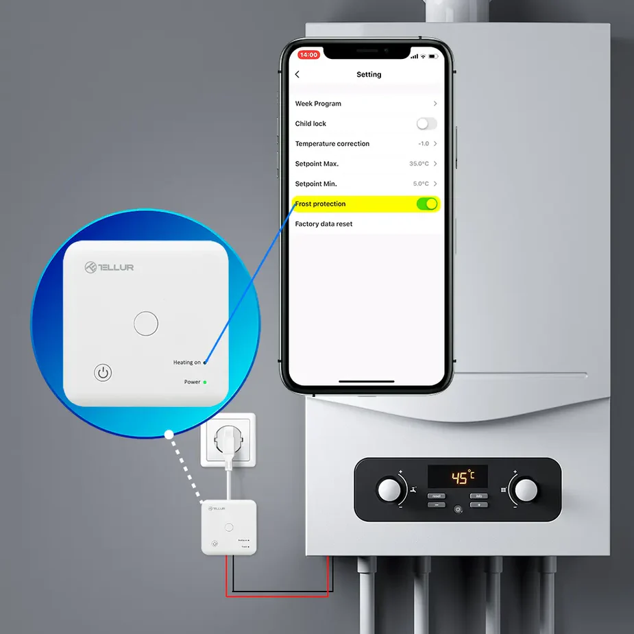 Termostat Smart Tellur WiFi, pentru centrala cu Gaz, Universal, Aplicatie [6]