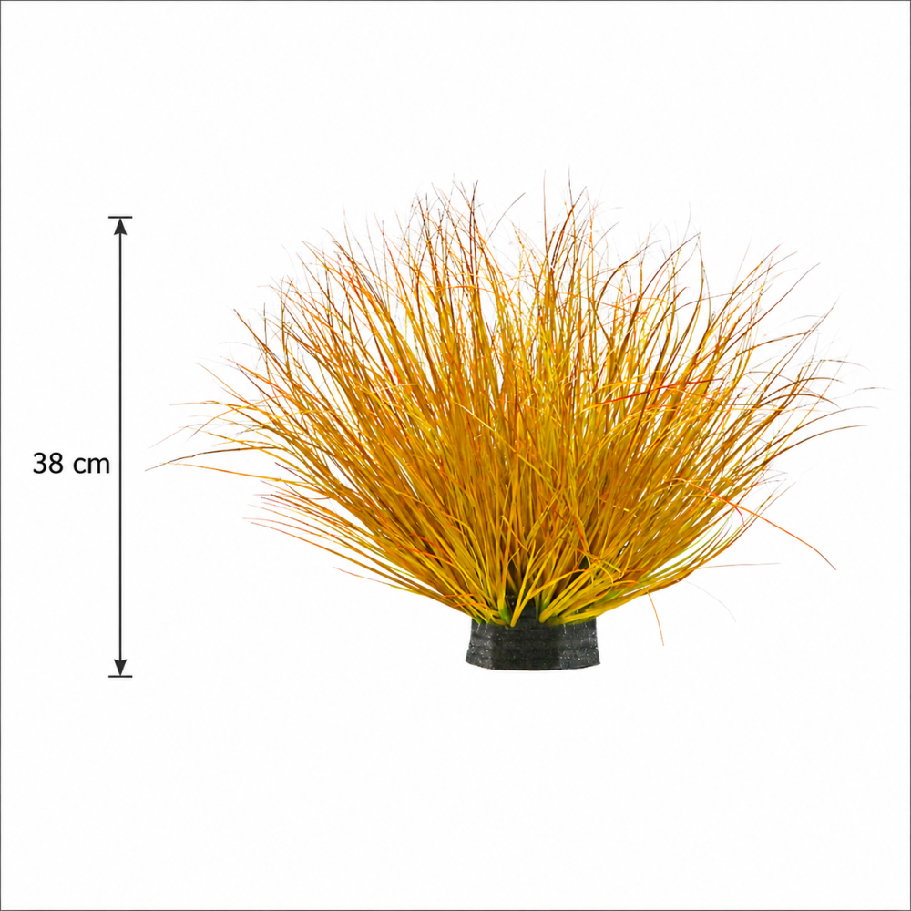 Tufa Artificiala de Iarba, 38 cm, Iarba Tip Ceapa Curbata, Densitate Medie, Plastic, Galben si Portocaliu [3]