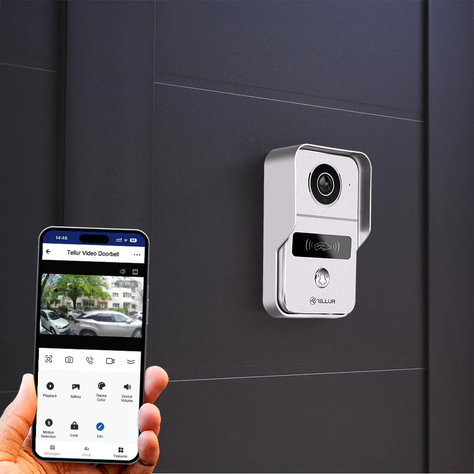 Video interfon WiFi Tellur Smart, 1080P, Functie deschidere, Sonerie de interior, gri [7]