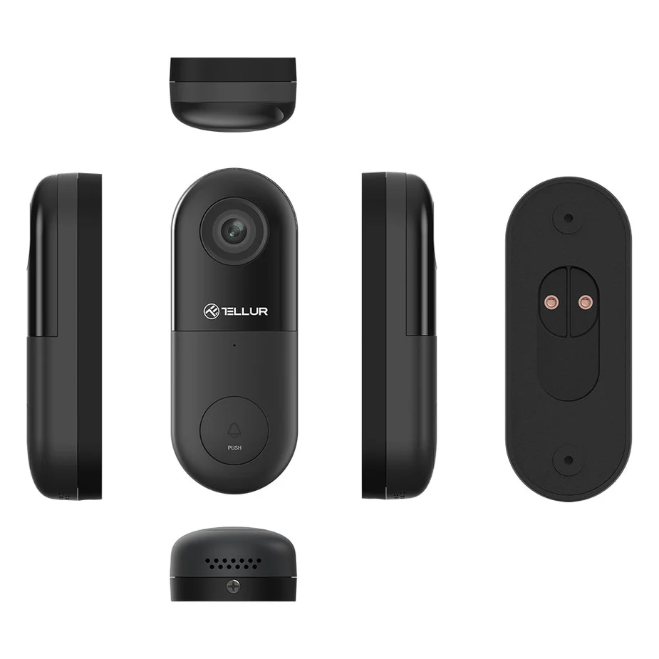 Video interfon WiFi Tellur Smart, Full HD 1080p, Senzor PIR, Alimentare prin fir, Negru [8]