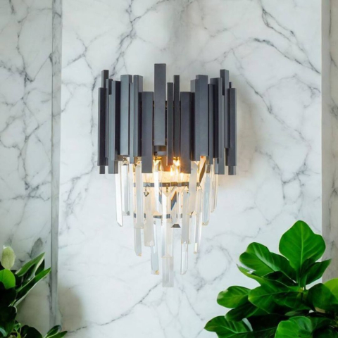 Candelabre LED Cristal Moderne - Aplica Candelabru Cristal BLOIS Piccolo, 2xE14, Negru