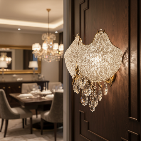Produse Alessandro - Aplica Cristal LUXE, 3xE14, Diametru 30 cm, Inaltime 31 cm, Auriu Lucios, Design Elegant