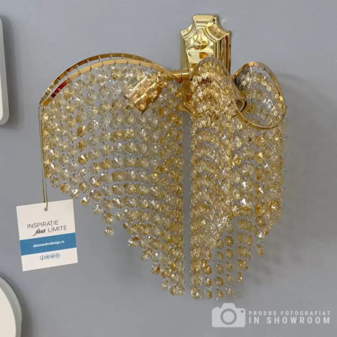 Produse Alessandro - Aplica Cristal Sapphire 2x E14 Auriu Lucios Lucios, Siraguri de cristale