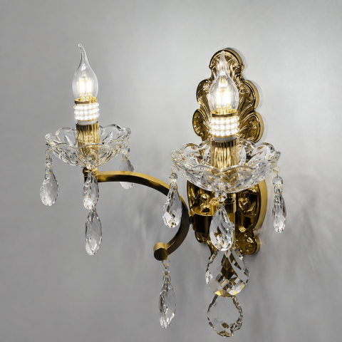 Lampi, Aplice si Corpuri de iluminat Smart - Aplica Cristal WATSON LAKE, 2xE14, Metal si Cristal, Auriu