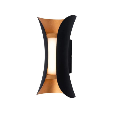 Camere supraveghere si Iluminat Smart pentru Exterior - Aplica Exterior Ucrus, 12W, Negru cu Auriu, 3000K