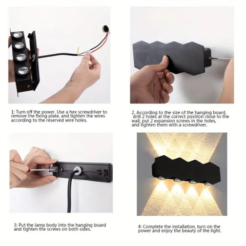 Aplica LED AX231, Exterior si Interior, 8 Surse, 16W, Negru, 3000K [3]