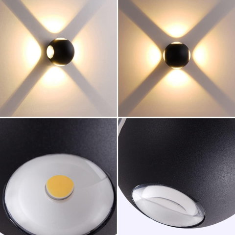 Aplica LED AX240, Exterior, 4 Surse, 4W, Negru, 3000K [3]