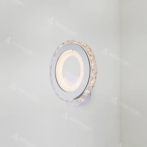 Iluminat Smart Home - Aplica LED Borandis 16W, Alb cu Crom, Acril si Cristal , Lumina Rece/Calda/Neutra