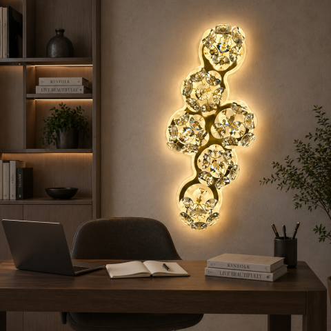 Lampi & Aplice Smart - Aplica LED Cristal Decorativa BLOSSOM Lumina Rece/Neutra/Calda Auriu