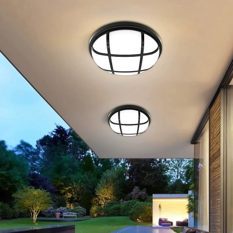 Curte si Gradina- Solutii Smart pentru Exterior - Aplica LED de Exterior AX311/218BK, Diametru 21.8cm, IP65, Lumina Calda