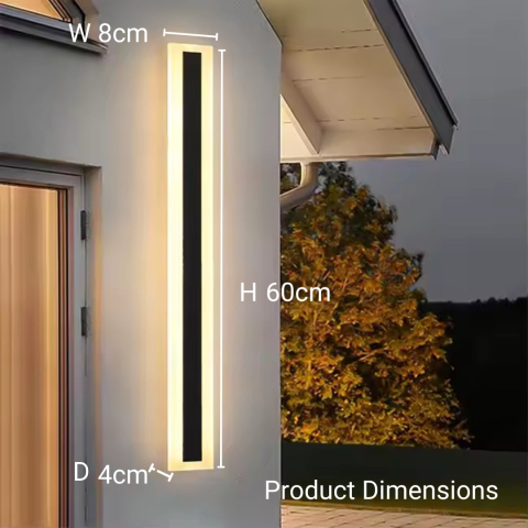 Aplica LED de Exterior Mack, Lungime 60cm, 8W, IP65, Metal, Liniar, Negru [1]