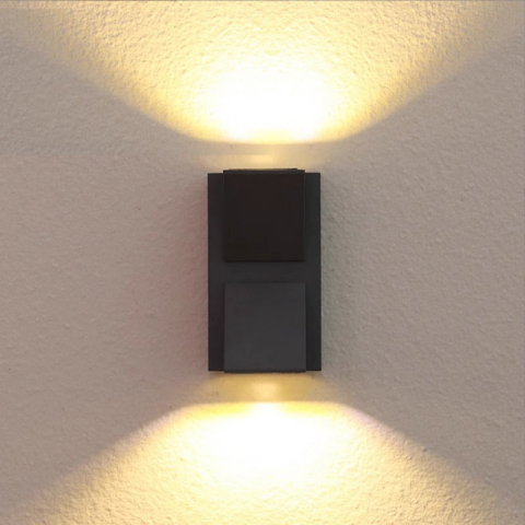 Aplica LED de Exterior si Interior, 2 Surse x 5W, IP65, ABS, Negru, 3000K, AX100/2BK [3]