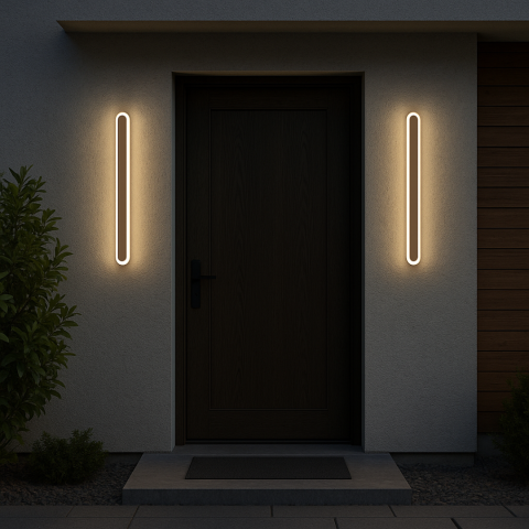 Lustre LED Moderne - Aplica LED de Exterior SUHA, Lungime 50cm, 6W, IP65, Metal, Liniar, Alb