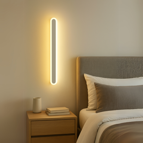 Lustre LED Moderne - Aplica LED de Exterior SUHA, Lungime 60cm, 8W, IP65, Metal, Liniar, Alb