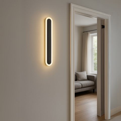 Lustre LED Moderne - Aplica LED de Exterior SUHA, Lungime 70cm, 10W, IP65, Metal, Liniar, Negru