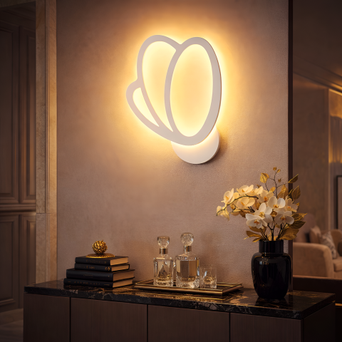 Lampi & Aplice Smart - Aplica LED de Perete Tulip 15W, Lumina Rece/Calda/Neutra 3000K/4000K/6000K, Alb, Metal si Acril