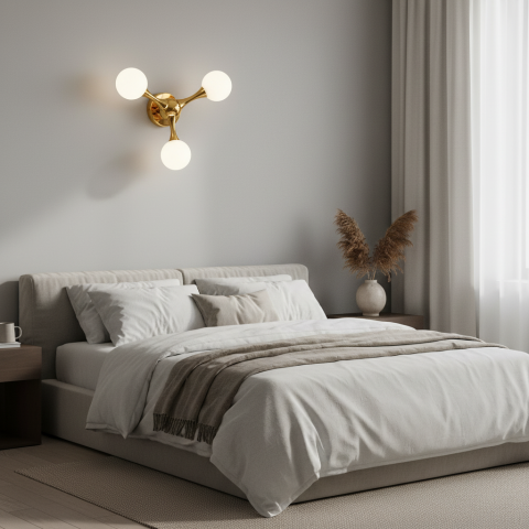 Produse Alessandro - Aplica LED Decorativa ELEKTRA, 40x28cm, 3xG9, Metal si Sticla, Auriu