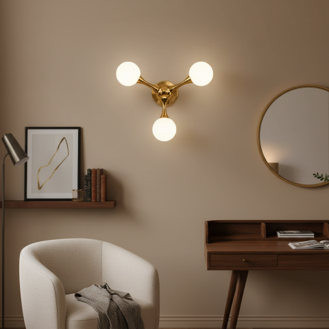 Aplica LED Decorativa ELEKTRA, 40x28cm, 3xG9, Metal si Sticla, Auriu [3]